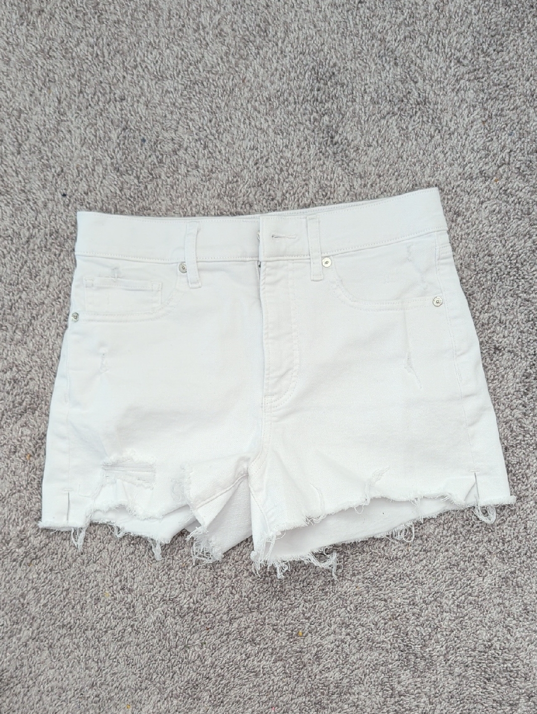 Express White Distressed Denim Cutoff Shorts
